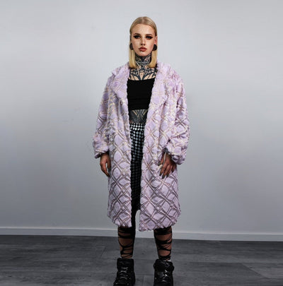 Lavender haze coat embellished trench pastel summer overcoat diamante bomber festival sparkly jacket custom Eras tour rave peacoat in purple