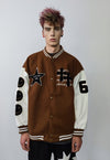 Emoji patch varsity jacket college baseball bomber brown