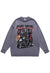 Motorcycle sweater biker print knit distressed jumper grey