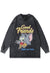 Cartoon t-shirt cat & mouse long sleeve tee in acid black