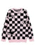 SKA check sweater plaid pattern knit top patchwork jumper