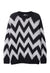 Striped sweater zigzag jumper knitted mesh top in black