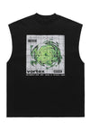 Vortex print tank top surfer vest retro sleeveless t-shirt