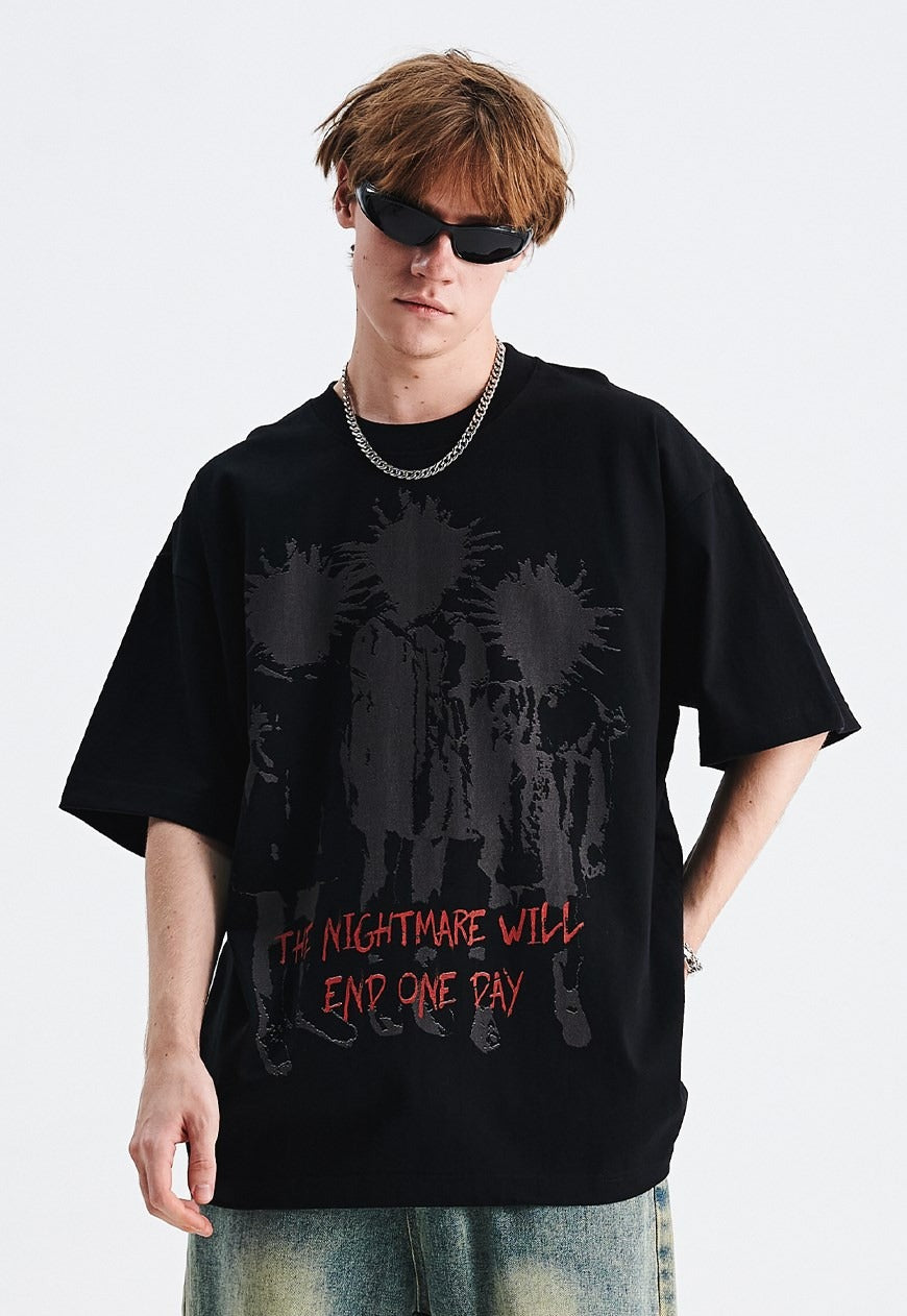 Punk cartoon t-shirt spiky hair tee retro grunge top black