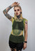 Netted mesh vest diamante transparent glitter tank top green