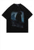 Monster print t-shirt ghost graffiti tee wavy punk top black