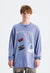 Y2K print top grunge long sleeve tee retro gadget top blue