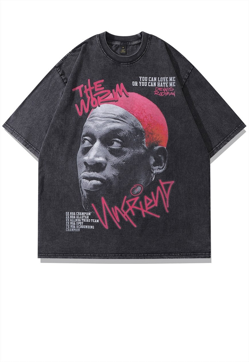 Basketball t-shirt American sports tee retro USA top in grey