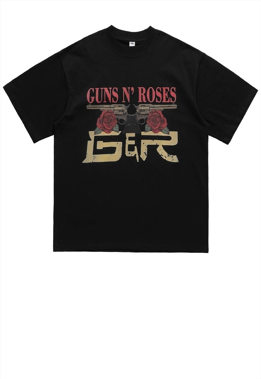 Rock band t-shirt retro guns and roses tee grunge punk top