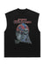 Skeleton print tank top surfer vest retro sleeveless t-shirt