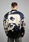 Leopard varsity jacket blue animal print reversible bomber