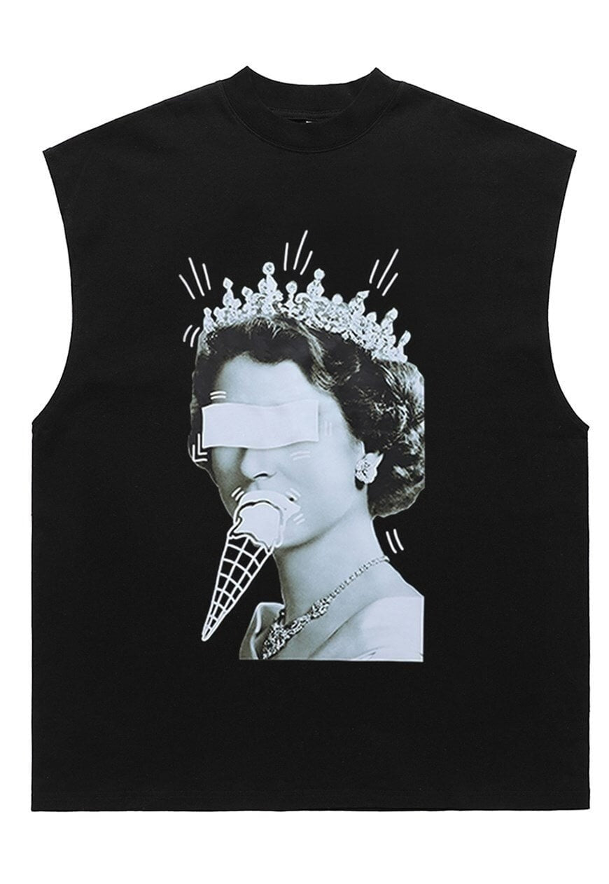 Queen tank top surfer vest retro Elizabeth sleeveless tshirt