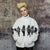 Bones fleece jacket faux fur grunge skeleton bomber in white