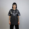 Silver t-shirt shiny metallic top going out thin tee luminous short sleeve jumper summer party shirt cyber punk pullover in grey