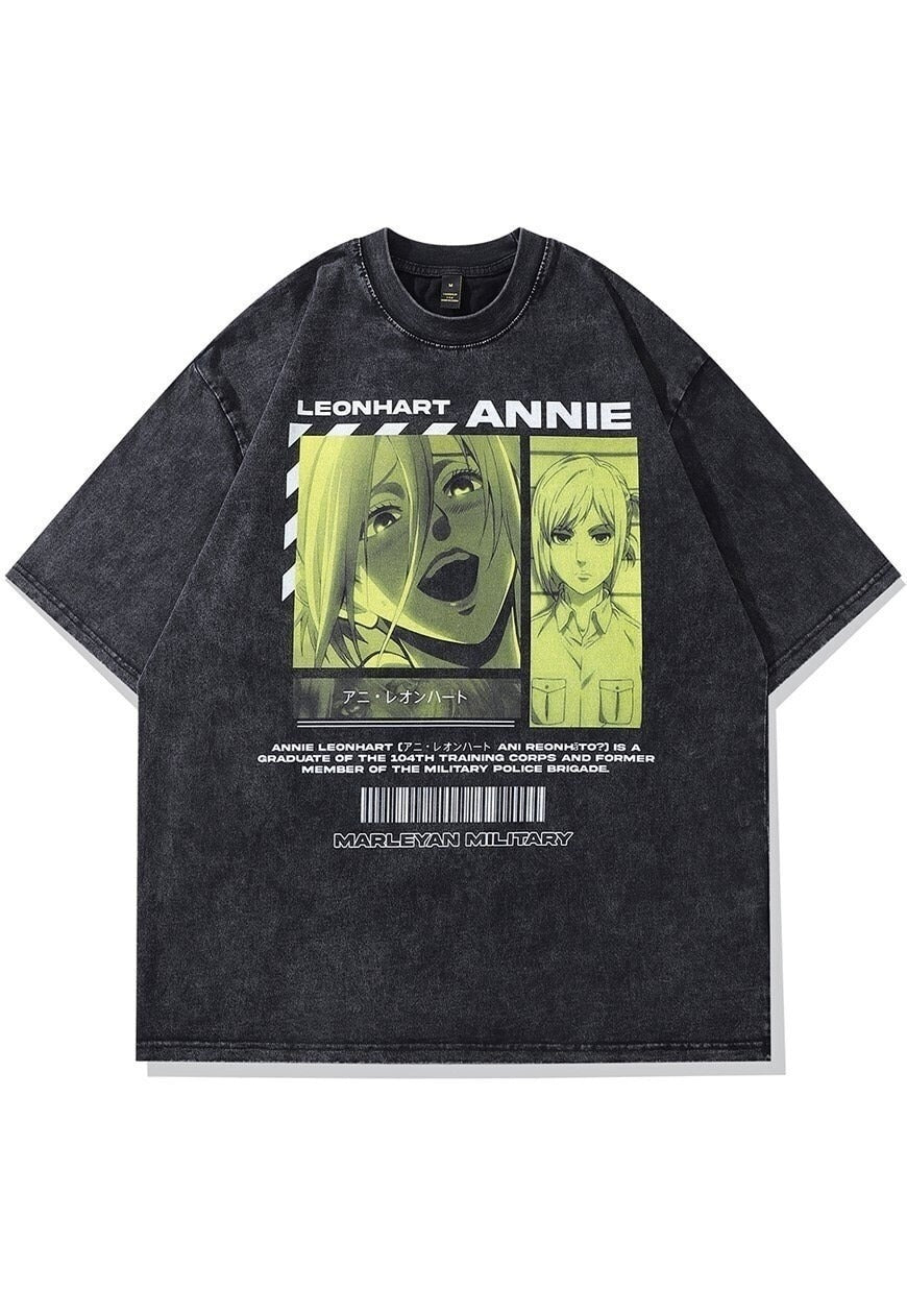 Annie Leonhart t-shirt anime tee retro Japanese top in grey