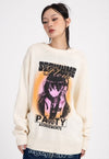 Anime sweater grunge slogan knitted jumper Kawaii top cream