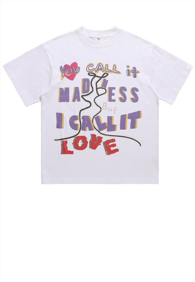 Love slogan t-shirt grunge graffiti tee retro scribble top