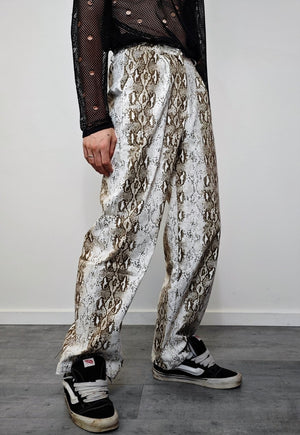 Snake print jeans white python print slim denim trousers