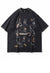 Doberman print t-shirt Y2K dog tee retro animal top grey