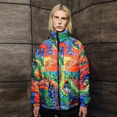 Bandanna bomber jacket handmade detachable paisley puffer