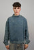 Denim sweatshirt acid blue round neck retro jean pullover