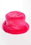 Festival faux fur bucket hat fluffy neon hat rave cap pink