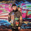 Teddy bear bomber Kanye jacket graffiti tie-dye coat brown