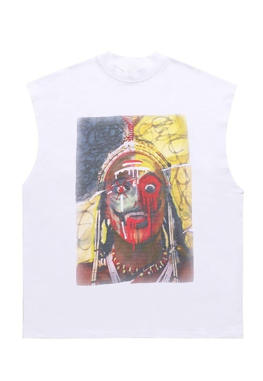 Native American sleeveless tshirt retro tank top surfer vest