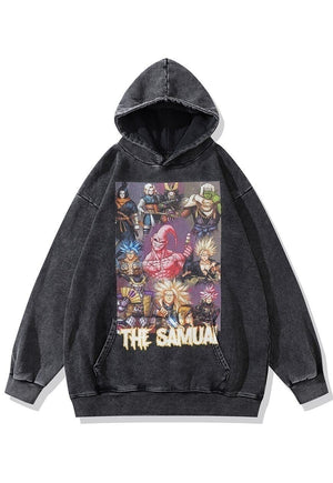 Dragon ball Z hoodie anime pullover Japanese top acid grey