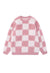 Checkboard sweater fluffy knitted jumper soft check top pink