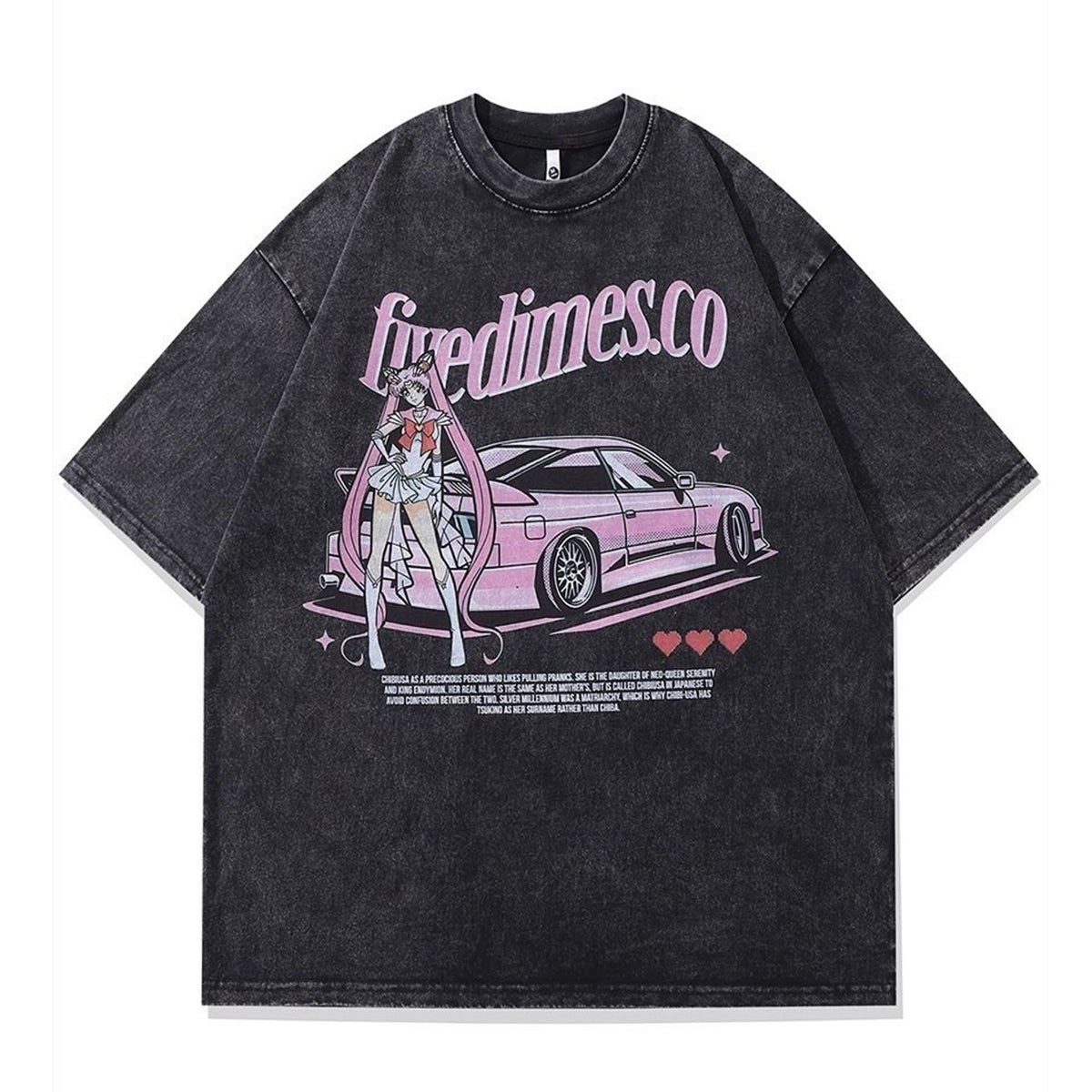 Anime t-shirt Japanese top in vintage grey