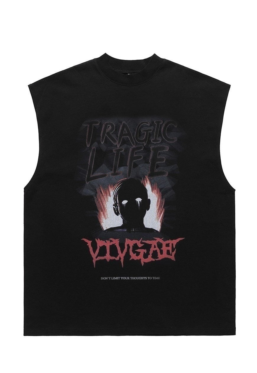 Tragic life tank top surfer vest retro sleeveless t-shirt