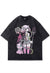 Anime devil t-shirt Japanese cartoon tee vintage wash top