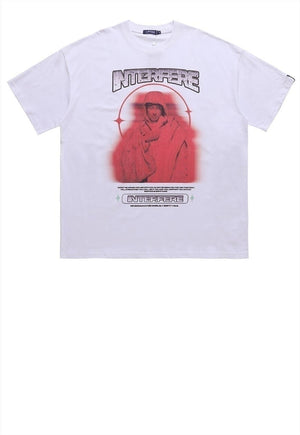 Interfere t-shirt grunge punk top retro skater tee in white