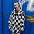 Chequerboard fleece jacket handmade 2 in 1 fluff check coat