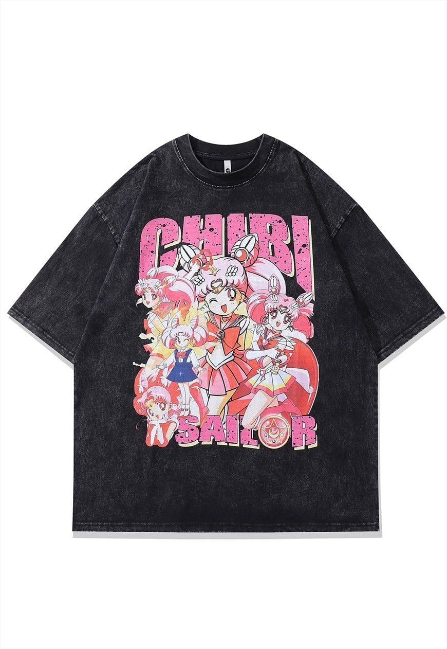 Anime t-shirt Japanese cartoon tee retro top
