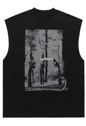 Gothic forest tank top surfer vest retro sleeveless t-shirt