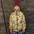 Emoji bomber jacket detachable grunge smile puffer yellow