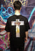 Cross print tee Jesus top religion t-shirt in black