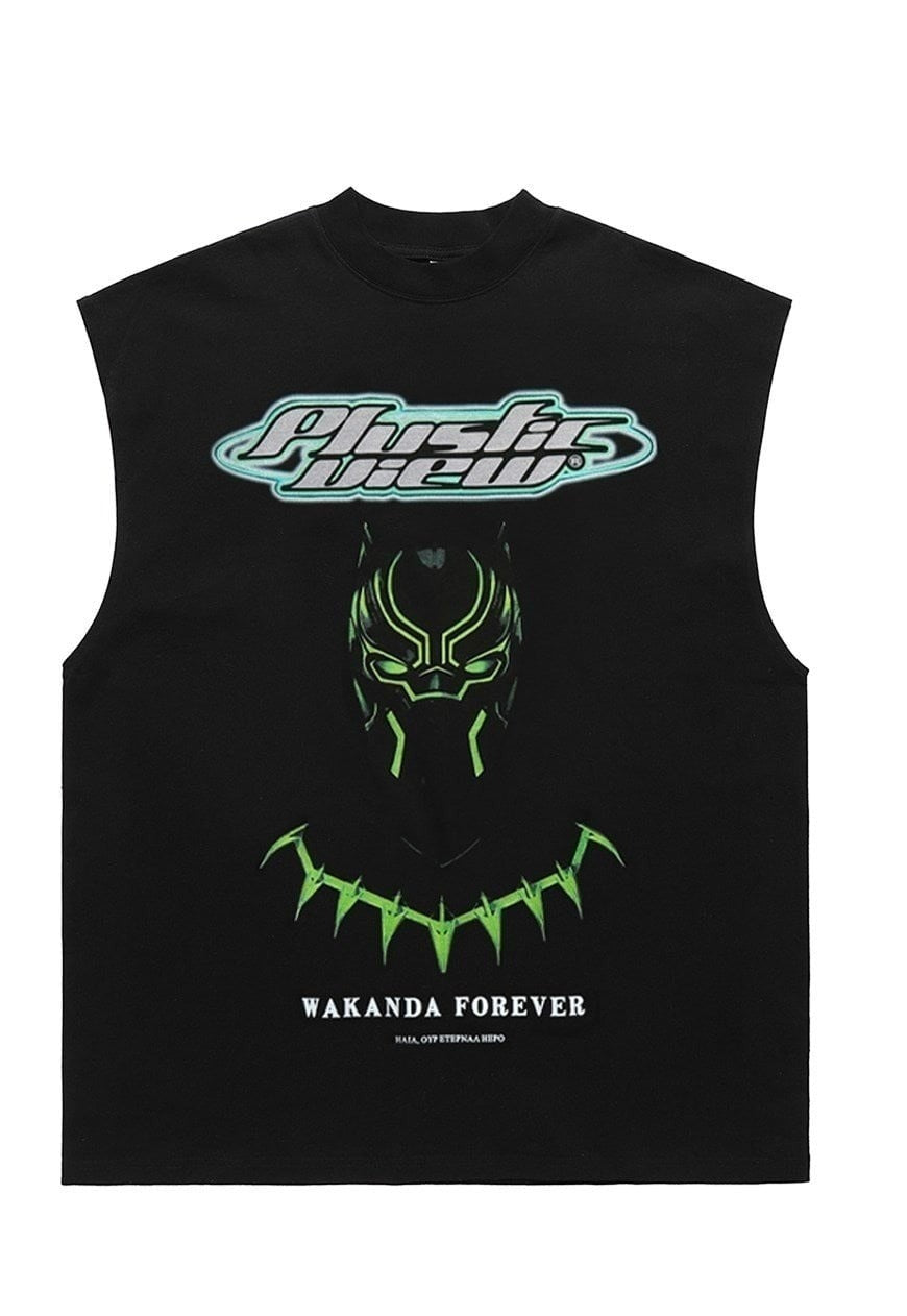 Black panther tank top surfer vest retro sleeveless t-shirt