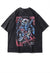 Anime print t-shirt Y2K Korean tee vintage top in acid grey