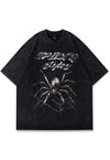 Spider print t-shirt Goth tee retro punk top in acid grey