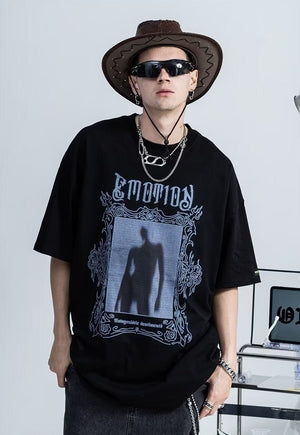 Gothic print t-shirt Slender Man top grunge tee in black