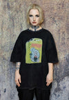 Popeye t-shirt grunge tee retro cartoon top in acid black