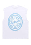 Jessica slogan sleeveless t-shirt retro tank top surfer vest