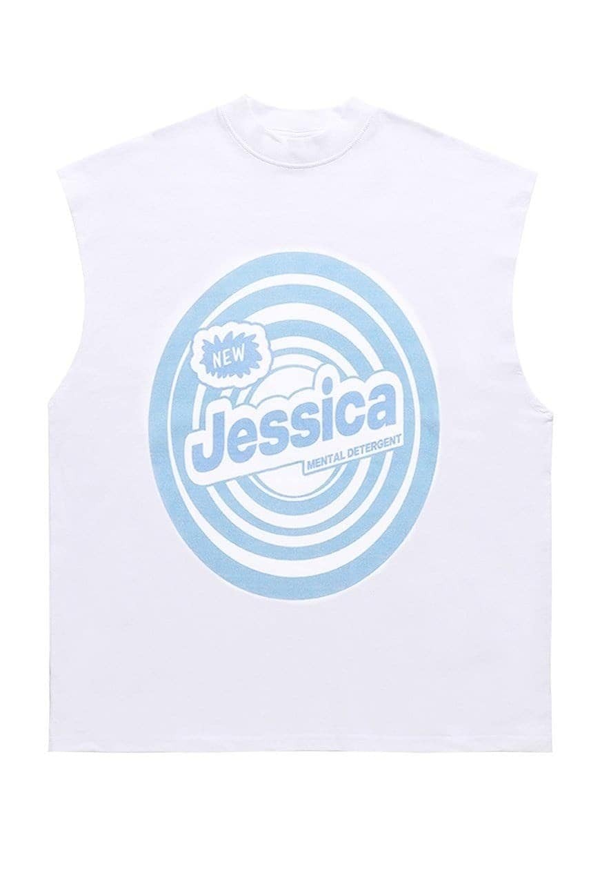 Jessica slogan sleeveless t-shirt retro tank top surfer vest