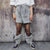 Grey soft fleece joggers luminous detachable pants handmade shiny faux fur raver shorts premium festival overalls in electric light gray