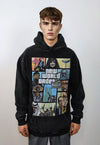 GTA hoodie game print pullover gamer top in vintage grey