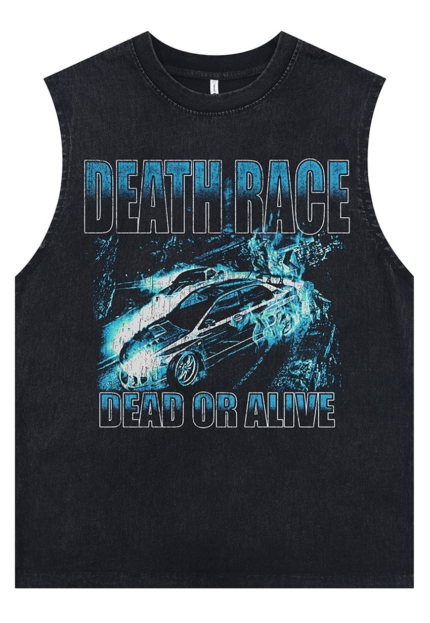 Car print tank top surfer vest old racing sleeveless t-shirt