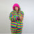 Striped rainbow fleece jacket psychedelic hood festival glitch rave bomber carnival overcoat LGBT jumper gay pride pullover burning man top